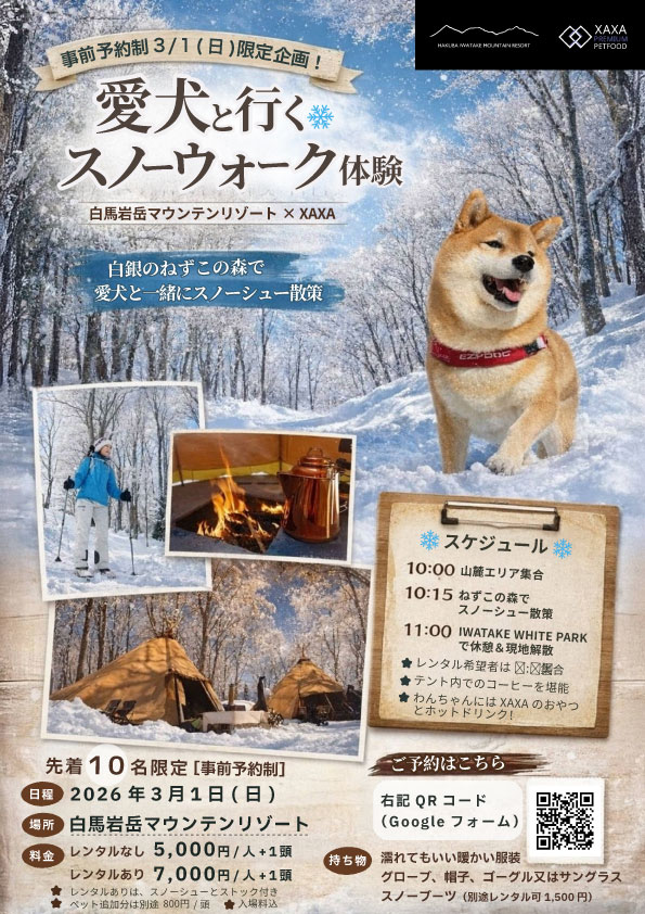 愛犬と行くスノーウォーク体験　参加者募集